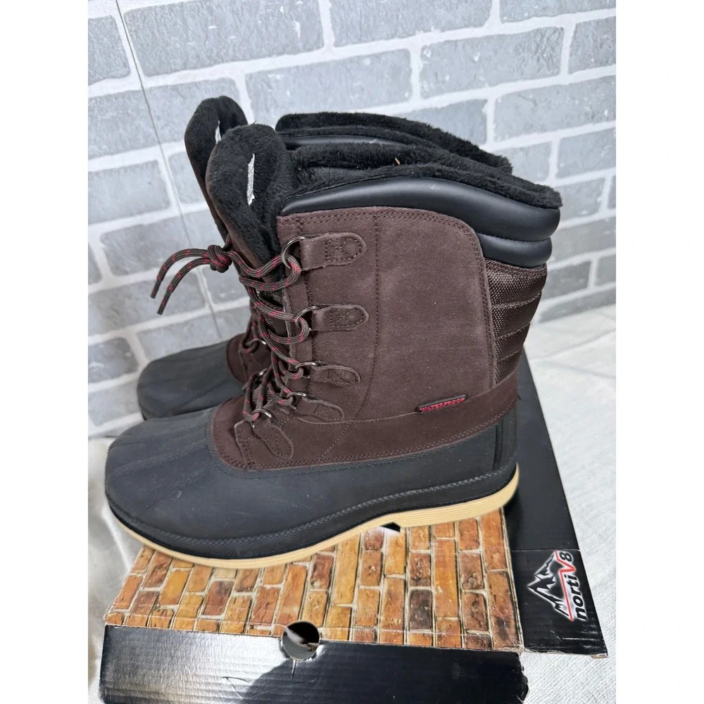 Nortiv8 Mens Snow Boots‎ 170390-M Brown Black Waterproof Insulated Size 13